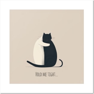 [AI Art] Hold me tight, Minimal Art Style - CAT EDITION Posters and Art